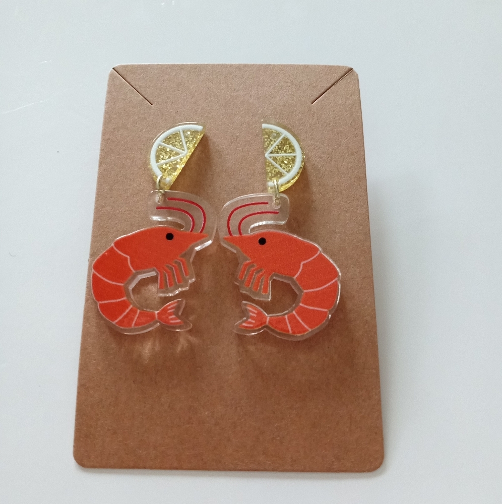 Shrimp and Lemon Earrings
